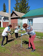 «Серебряные» волонтеры Ершовского района провели акцию «Чистый и уютный двор»