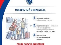 Напоминаем, что сегодня – последний день, когда можно подать заявление о голосовании по месту нахождения ("Мобильный избиратель")