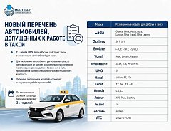 Новый перечень автомобилей, допущенных к работе в такси