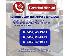 На вопросы родителей, связанные с организацией питания в школах Саратовской области, ответят  специалисты регионального министерства образования
