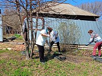 «Серебряные» волонтеры Ершовского района провели акцию «Чистый и уютный двор»